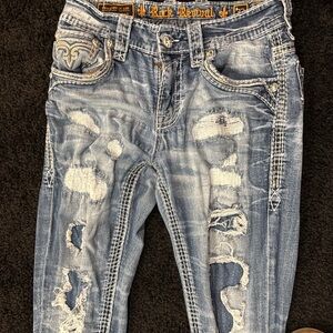 Rock Revival Faded Blue Distressed Jeans